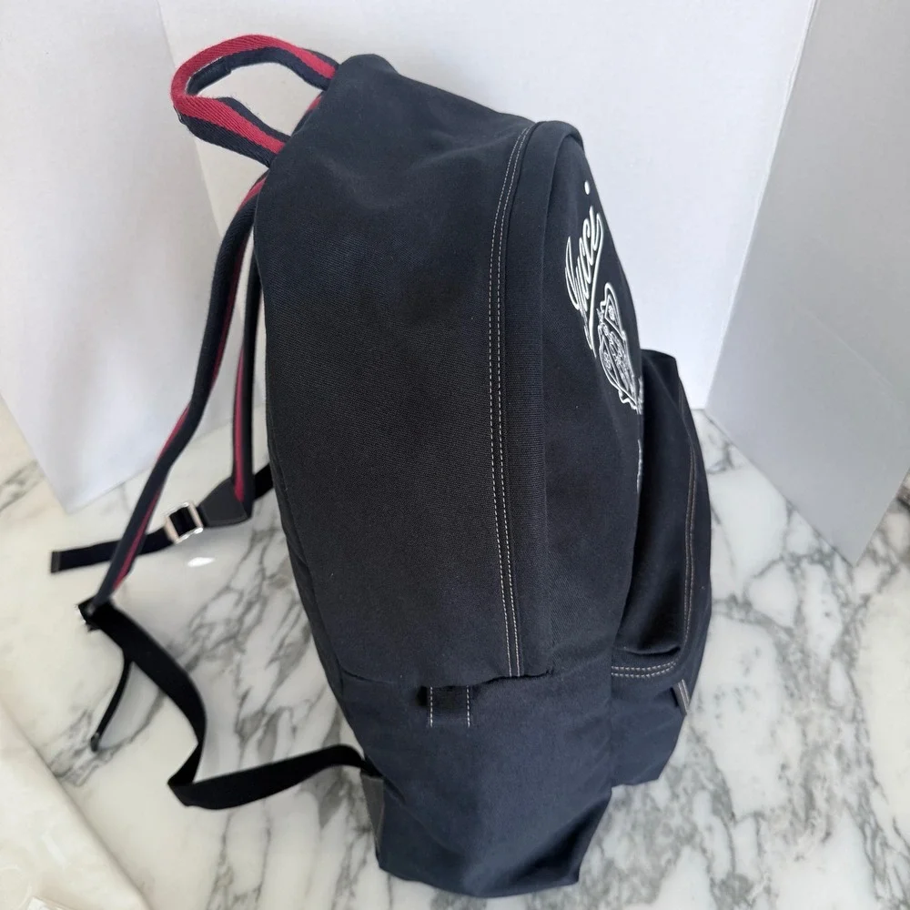 Gucci Large Crest-Print Backpack in Blue Fabric, 821643